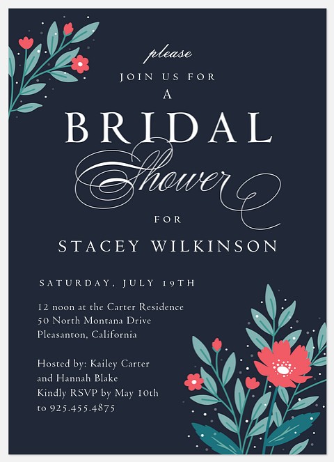 Midnight Garden Bridal Shower Invitations