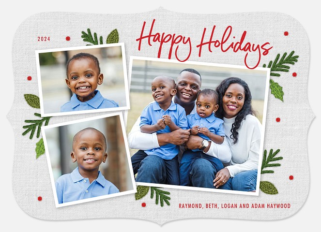 Embroidered Collage Holiday Photo Cards