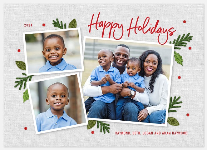 Embroidered Collage Holiday Photo Cards