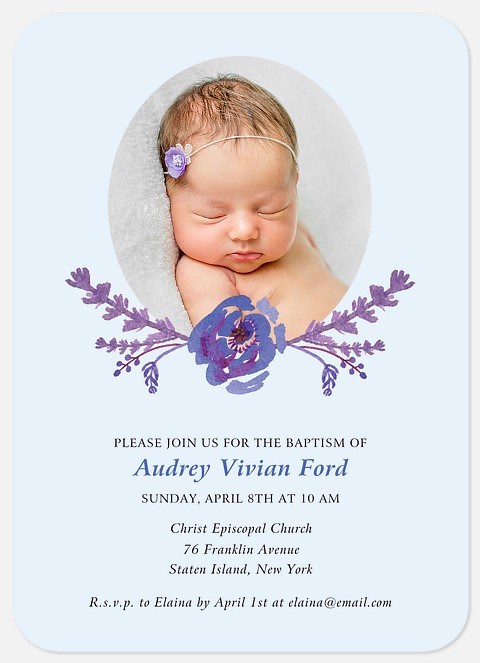 Lavender Blossoms Baptism Christening Invitations