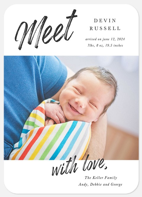 Modern Meet Baby Birth Announcements