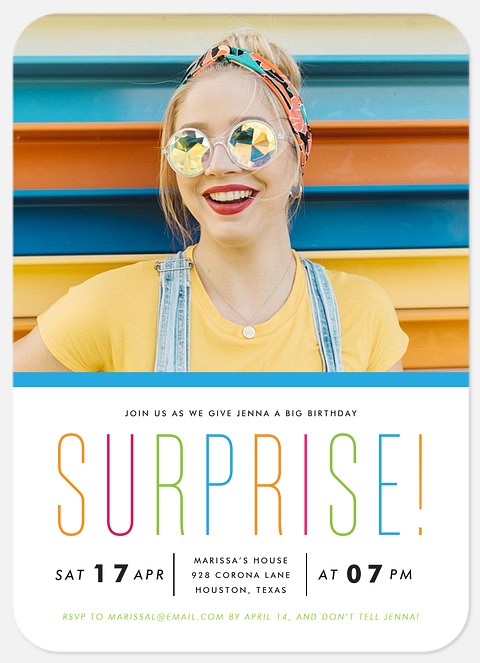 Surprise Rainbow Adult Birthday Invitations