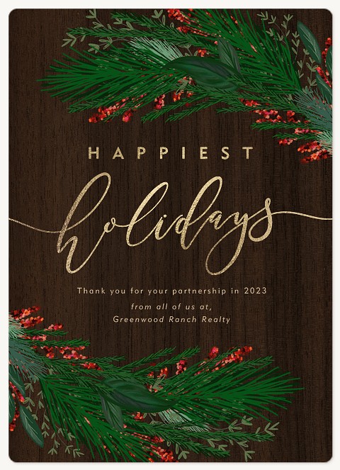 Traditional Greenery Holiday & Christmas Magnet Cards