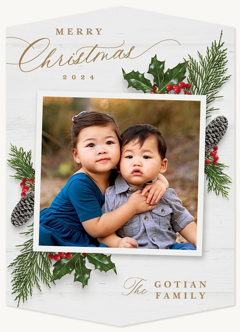 Holly Trim Personalized Holiday Cards