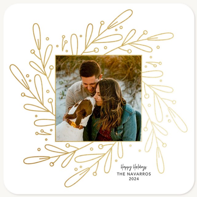 Gilded Wreath Personalized Holiday Cards