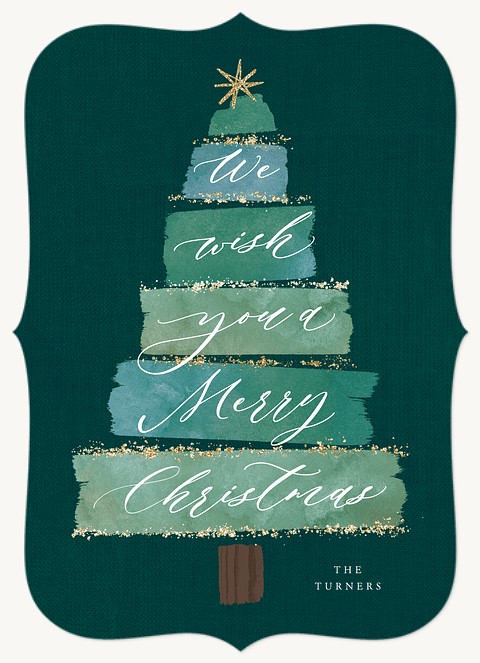 Stacked Tree Personalized Holiday Cards