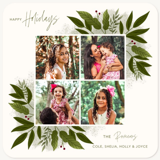 Floral Corners Personalized Holiday Cards