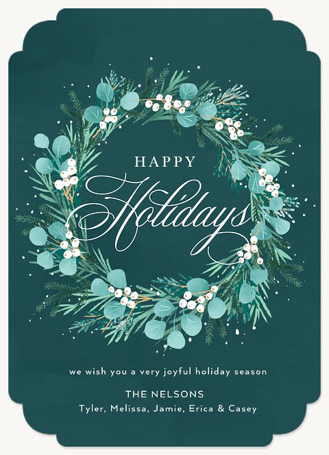 Lovely Wreath Personalized Holiday Cards