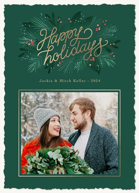 Golden Pines Personalized Holiday Cards