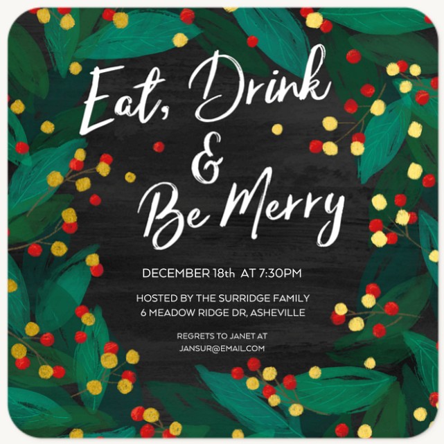 Merry Wreath Holiday Party Invitations