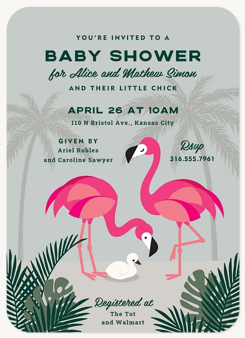 Flamingo Paradise Baby Shower Invites