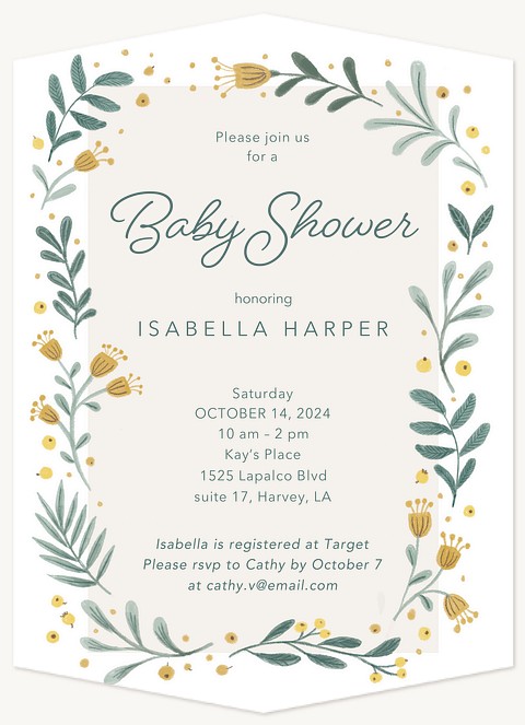 Floral Garland Baby Shower Invites