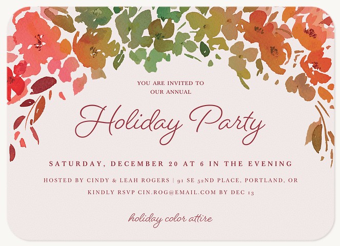 Holiday Watercolor Holiday Party Invitations