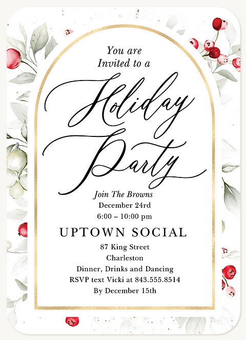 Holly Arch Holiday Party Invitations