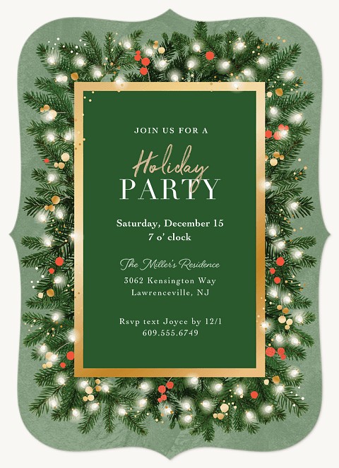 Glowing Pines Holiday Party Invitations