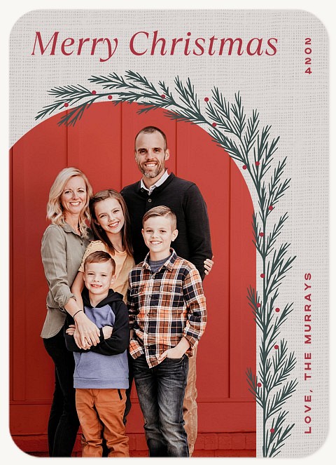 Arched Greenery Personalized Holiday Cards
