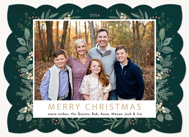 Snowy Evergreens Personalized Holiday Cards
