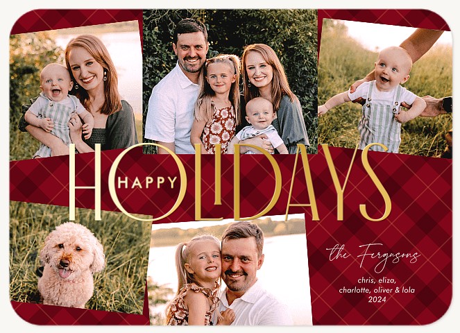 Plaid Collage Personalized Holiday Cards