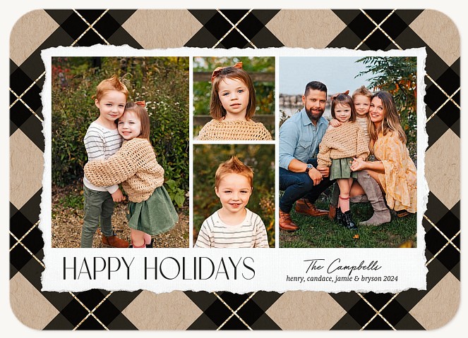 Kraft Plaid Personalized Holiday Cards