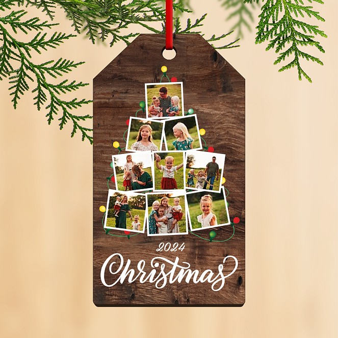 Lit Christmas Collage Personalized Ornaments