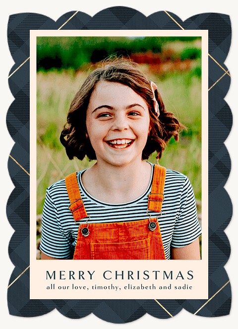 Glitzy Plaid Personalized Holiday Cards