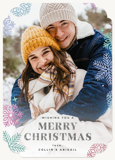 Colorful Snow Personalized Holiday Cards