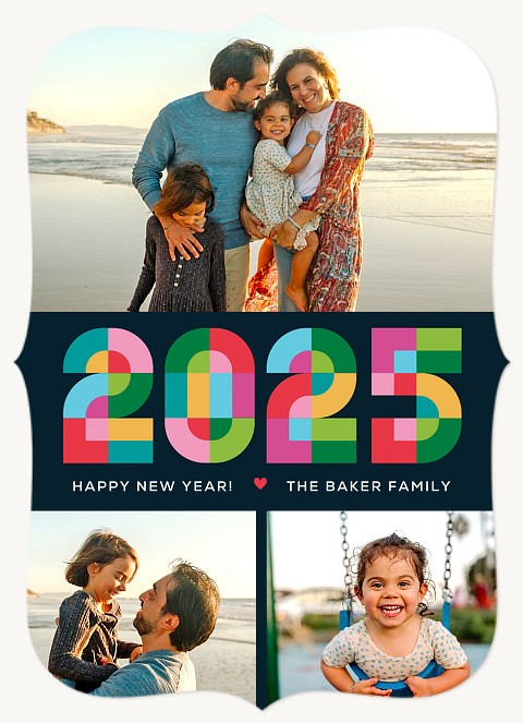 Number Blocks Personalized Holiday Cards