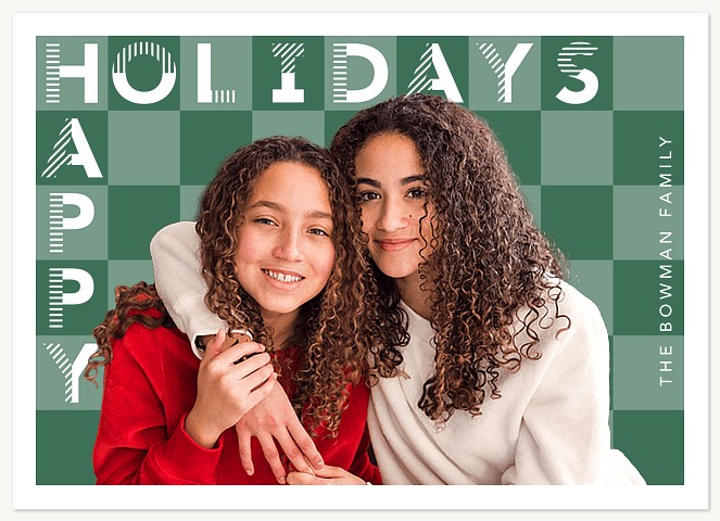 Checkerboard Holiday Personalized Holiday Cards