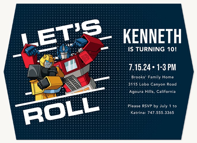 Transformers Let's Roll Kids Birthday Invitations