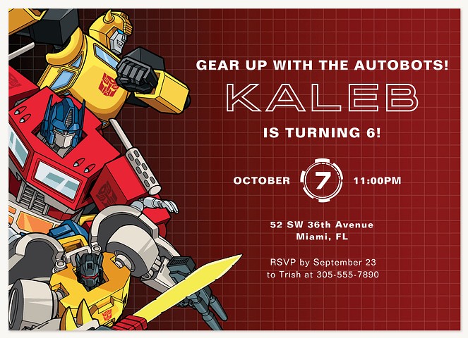 Transformers Bold Occasion Kids Birthday Invitations