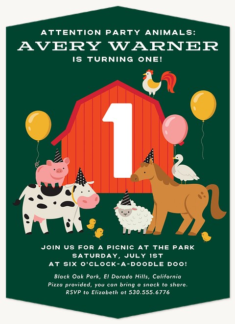 Party Animals Kids Birthday Invitations