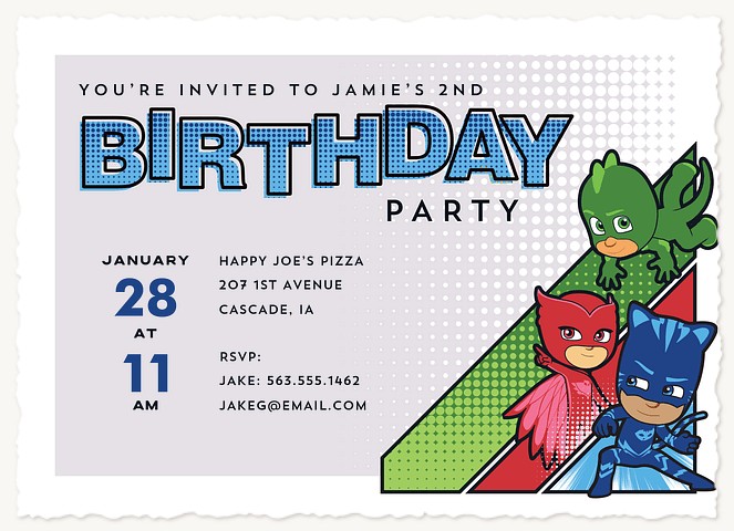 PJ Masks Hero Poses Kids Birthday Invitations