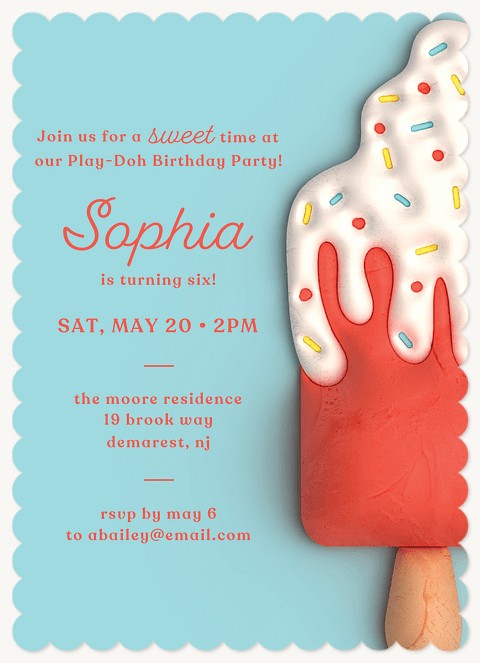 Play-Doh Sweet Time Kids Birthday Invitations