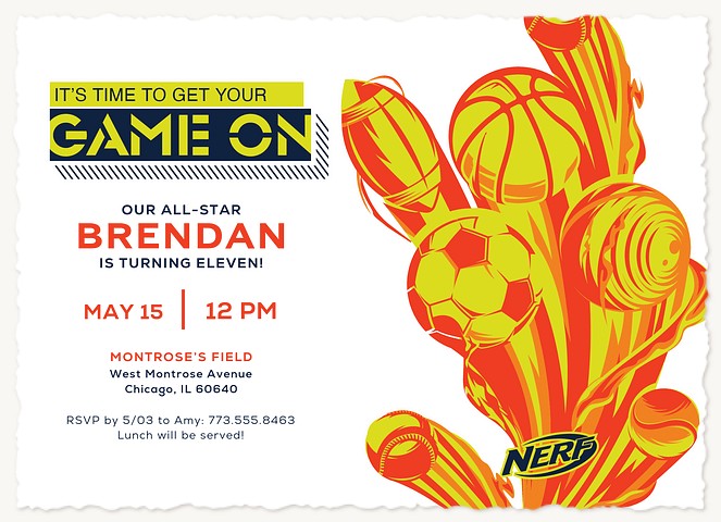 Nerf All-Star Kids Birthday Invitations