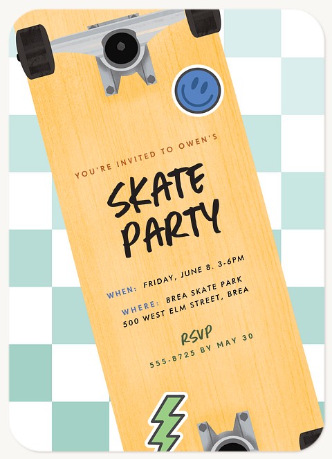 Skate Time Kids Birthday Invitations