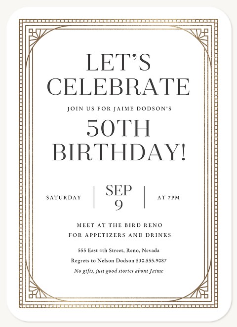 Ornate Border Adult Birthday Party Invitations