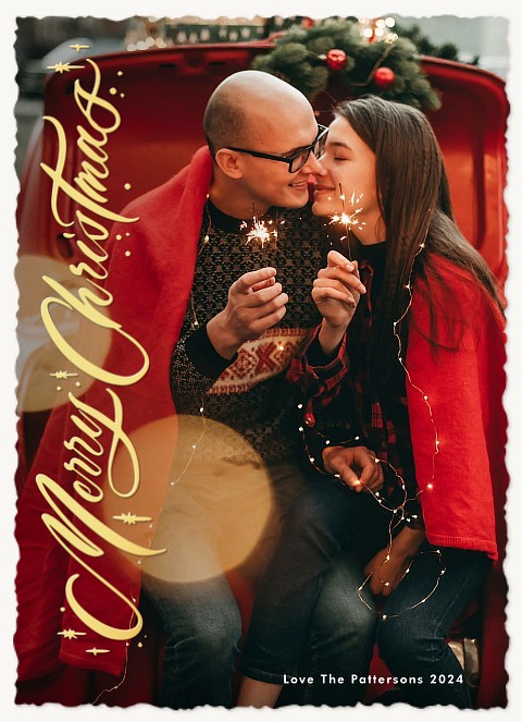 Glimmering Side Personalized Holiday Cards