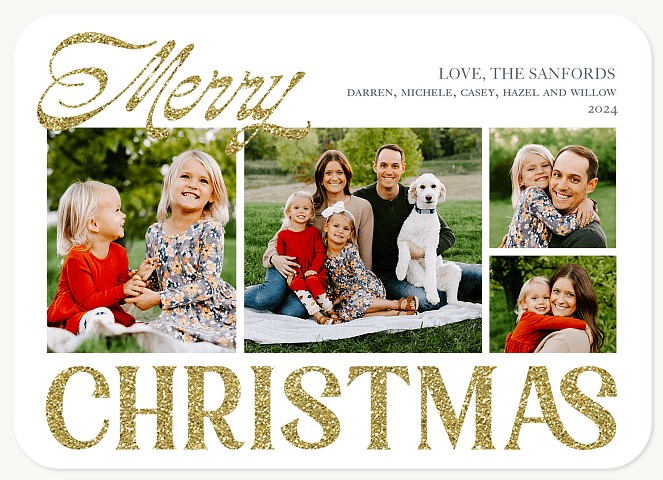 Bold Glitter Personalized Holiday Cards