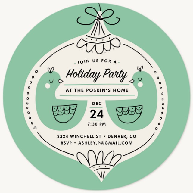 Turtle Doves Holiday Party Invitations