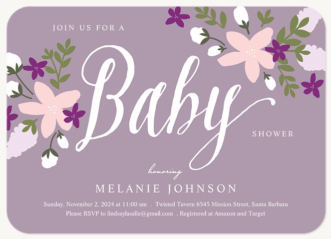 Lilacs & Lillies  Baby Shower Invites