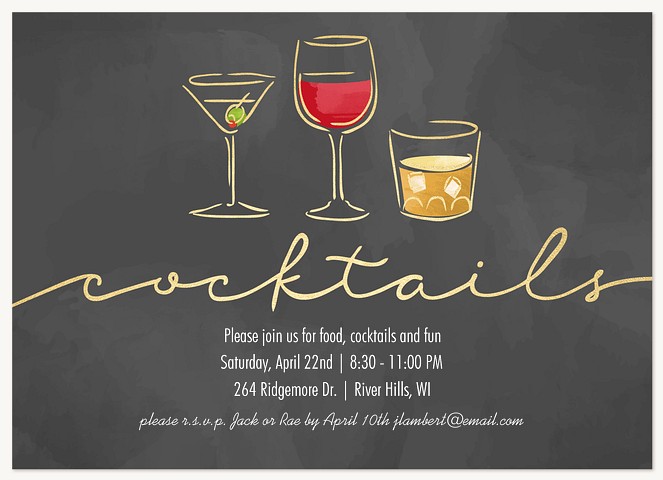 Chalkboard Cocktails Dinner & Cocktail Party Invitations