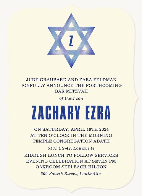 Symbolic Star Bar Mitzvah Invitations