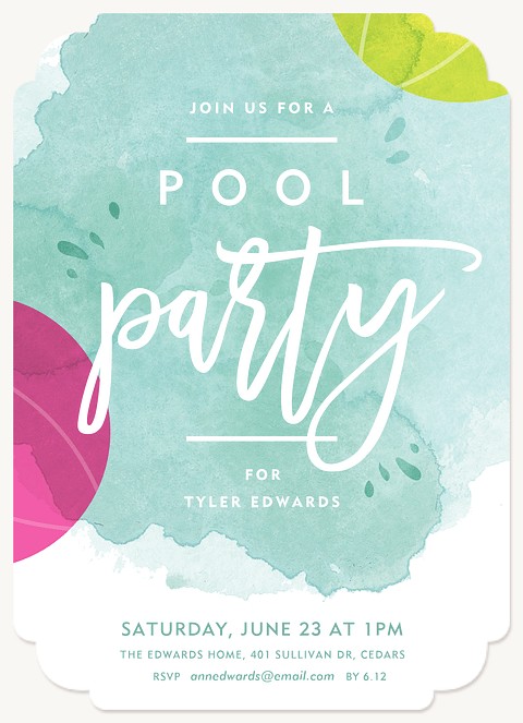 Watercolor Splash Summer Party Invitations