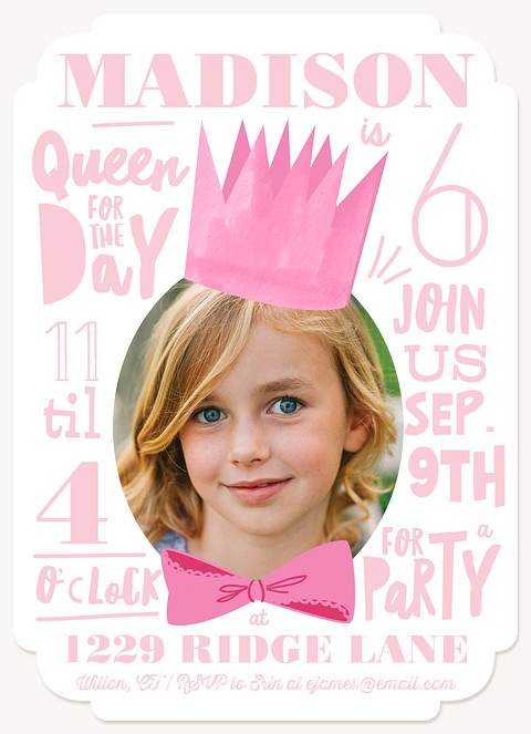 Birthday Queen Kids Birthday Invitations