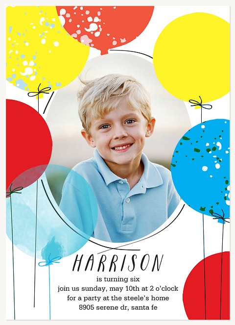 Bright Balloons Boy Birthday Party Invitations
