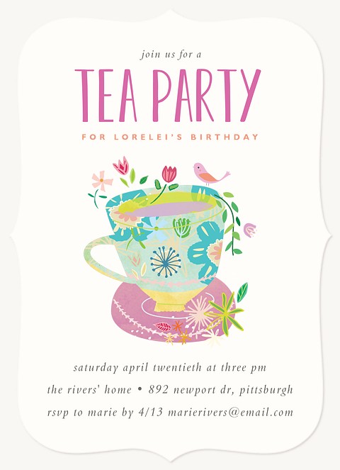 Time for Tea Girl Birthday Party Invitations