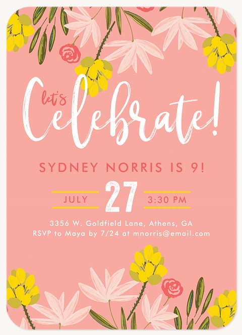 Secret Garden Girl Birthday Party Invitations