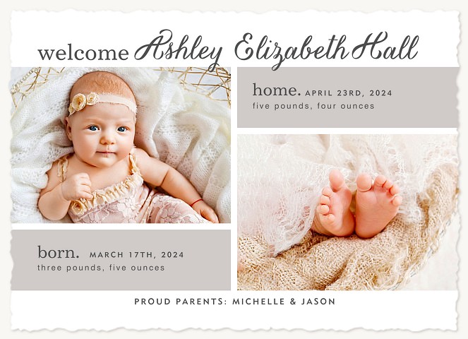 Welcome Home Baby Announcements