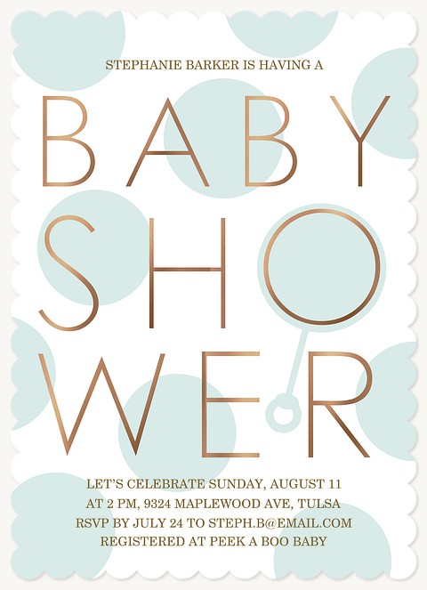 Polka Dot Rattle Baby Shower Invites