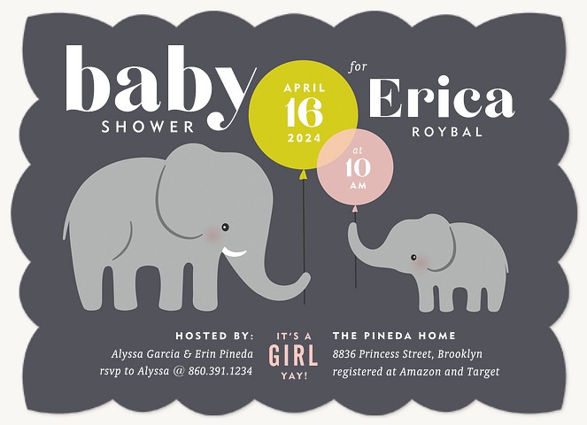 Petite Elephant Baby Shower Invites